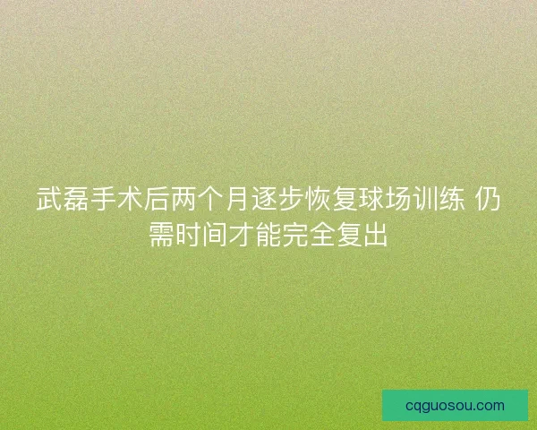 武磊手术后两个月逐步恢复球场训练 仍需时间才能完全复出