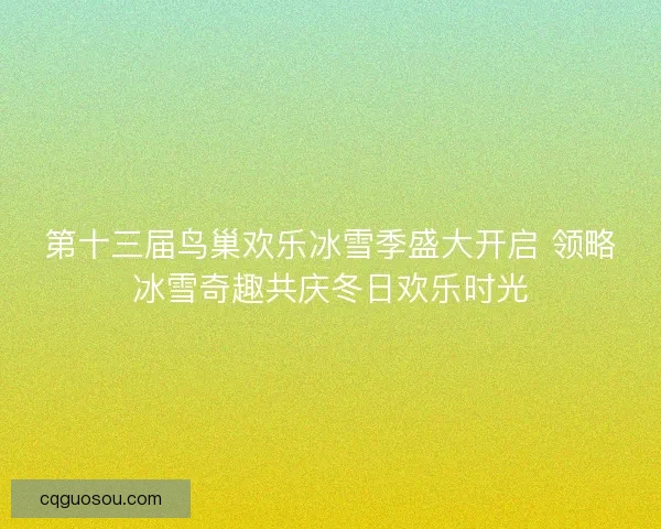 第十三届鸟巢欢乐冰雪季盛大开启 领略冰雪奇趣共庆冬日欢乐时光